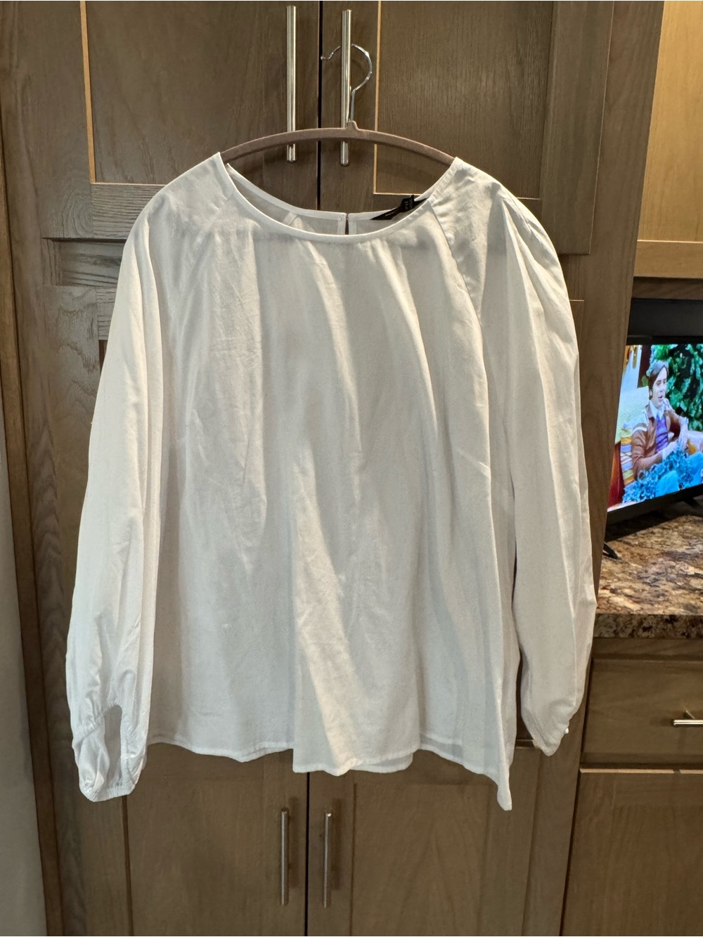 Banana Republic White Long-Sleeve Boatneck Blouse